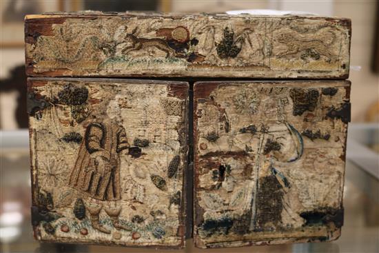A Charles II needlework box, approx. width 9.5in. height 7in. depth 7in.